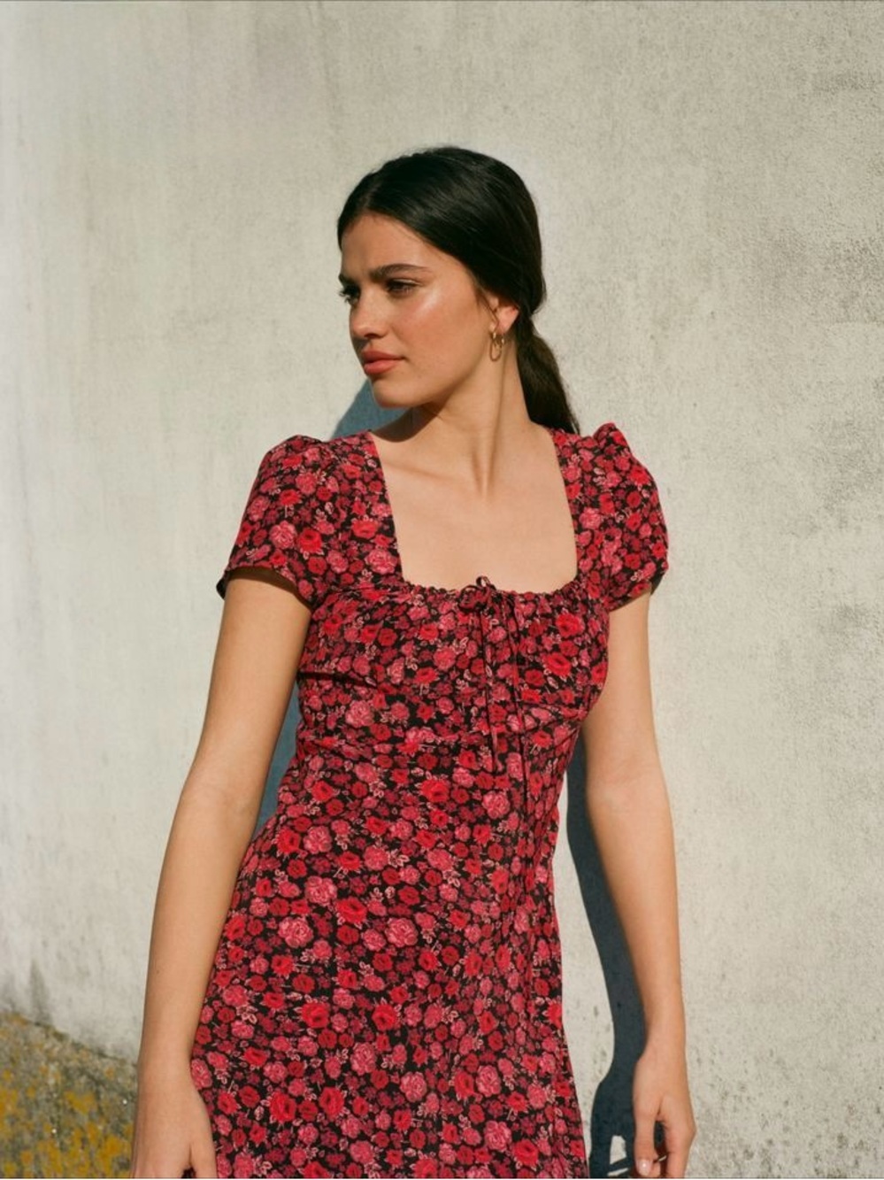Rouje Ines Dress Rosier Rouge Midi Size FR 36 US 4 Small Pink Floral